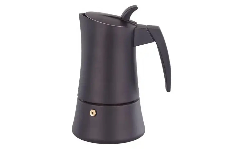 Гладкая черная кофеварка из нержавеющей стали современного дизайна