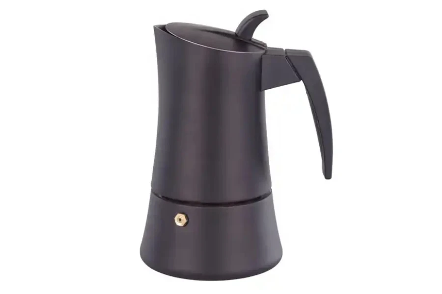 Sleek black stainless steel modern design moka pot