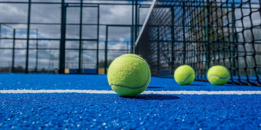 tennis balls on the court