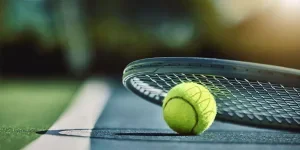 tennis racquet and a ball