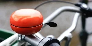 the orange bicycle bell
