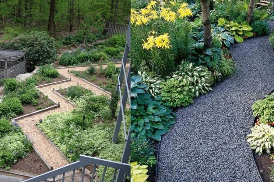 Zigzag or pathway vegetable garden layout