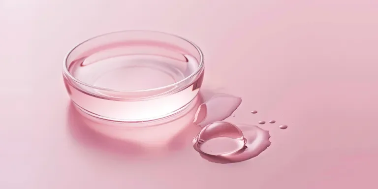 A drop of transparent serum is placed on the laboratory dish