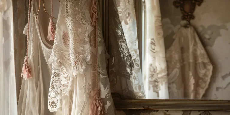 A delicate lace fabric of bralette