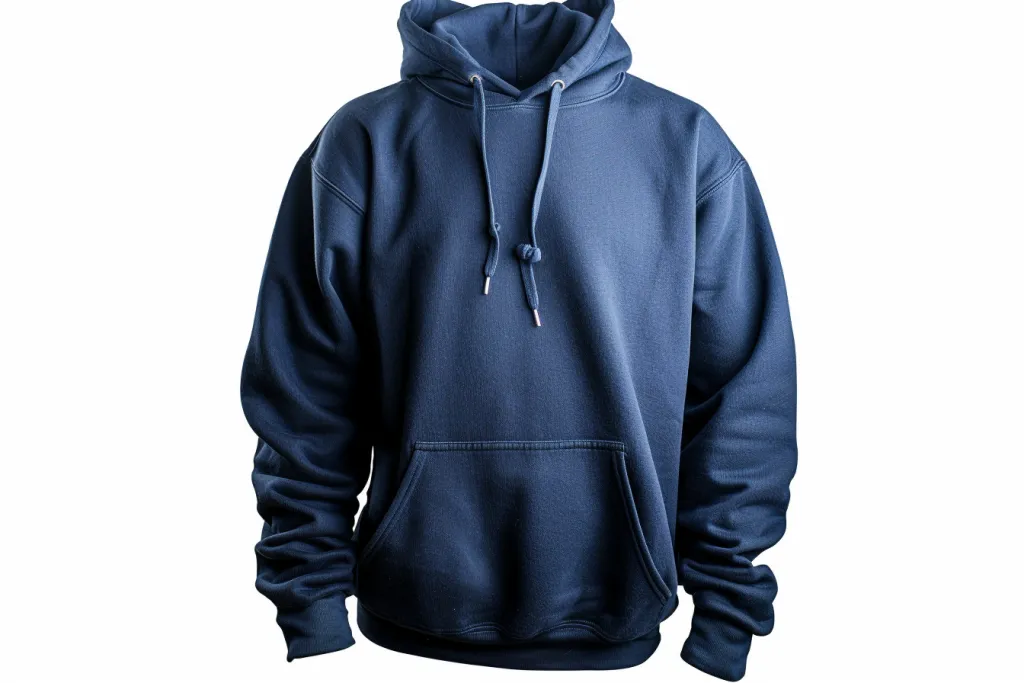 A navy blue hoodie with no hood