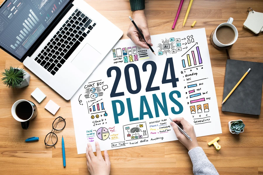 Planos para 2024 com estratégia de marketing