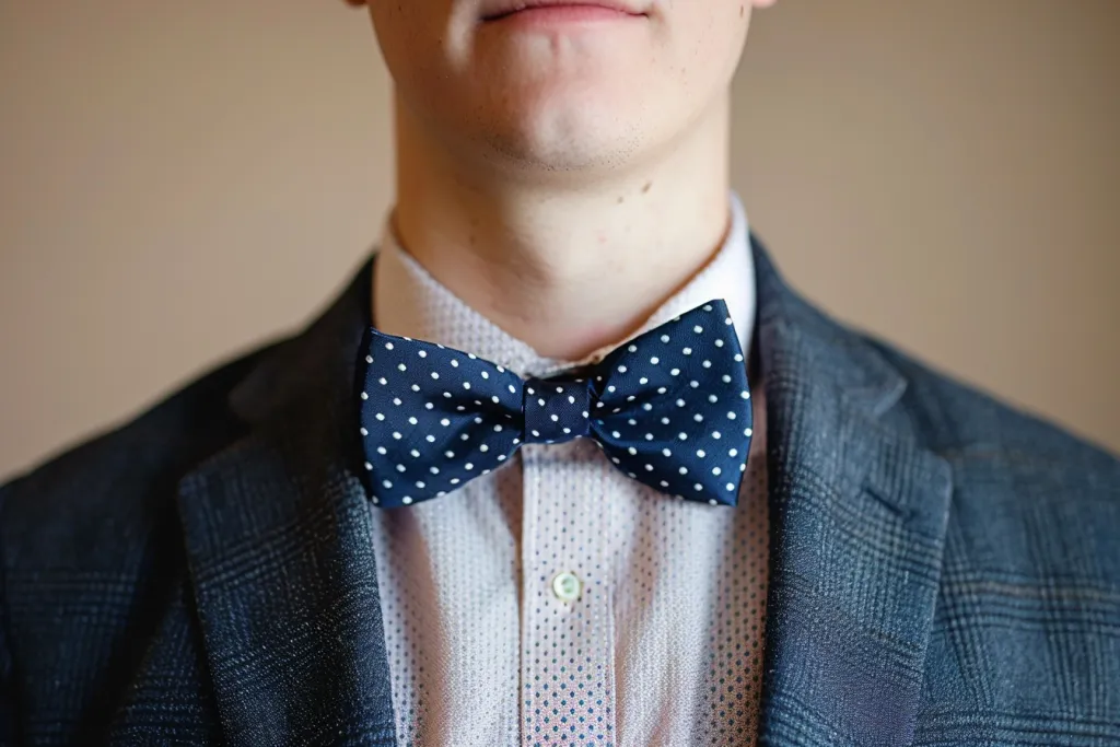 A closeup of the bow tie