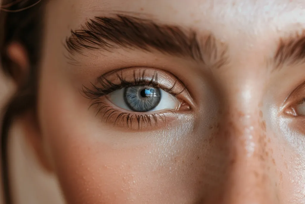 A closeup of the woman's eyes