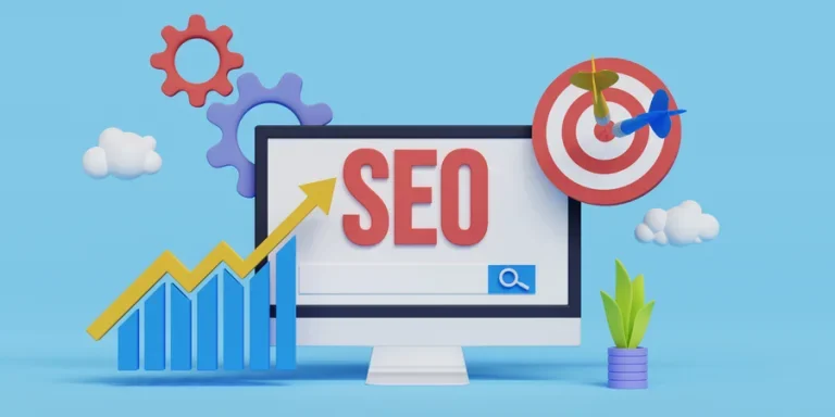 3D SEO optimization for marketing social media website concept