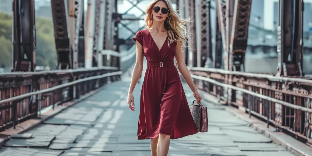 A cute burgundy dress with Aline silhouette