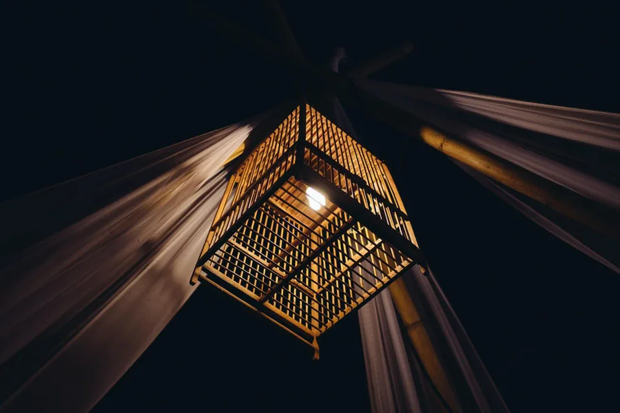 A beautiful bamboo light fixture
