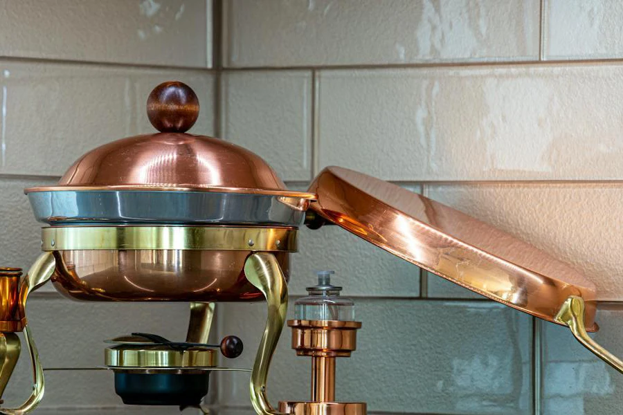 A beautiful copper chafing dish
