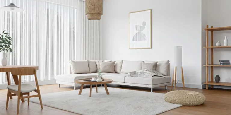 A beautiful room decorated with Japandi decor