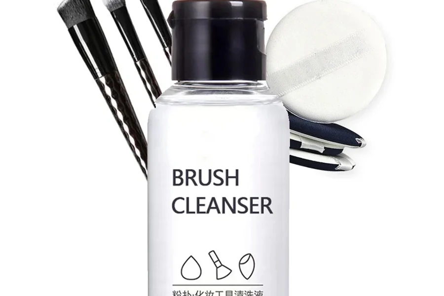 A bottle of brush cleaner on a white background