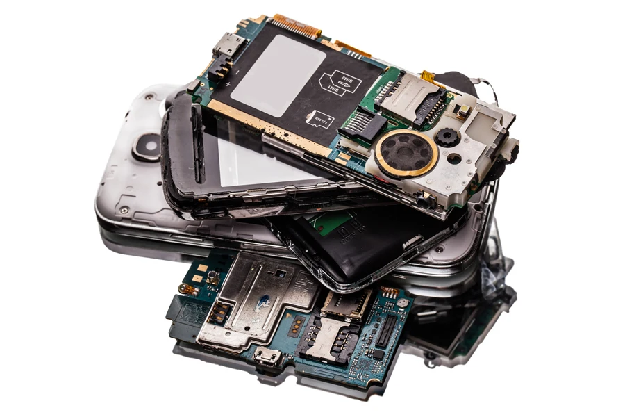 A close-up of a dismantled phone