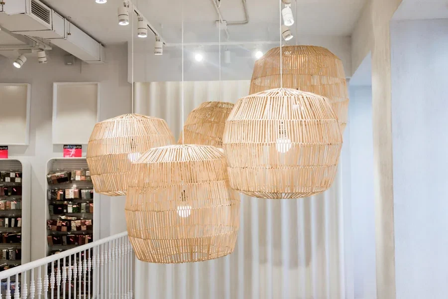 A couple of beautiful bamboo pendant lights