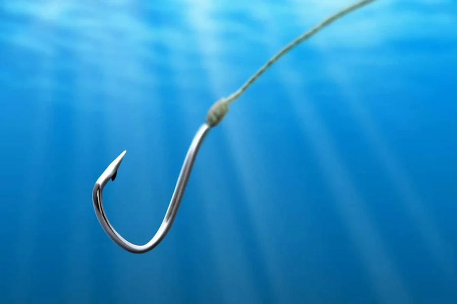 A fishing hook in water