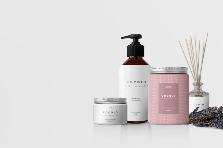 A range of cosmetic products with consistent branding