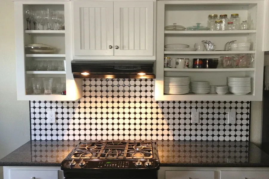 A well-organized kitchen with cabinets