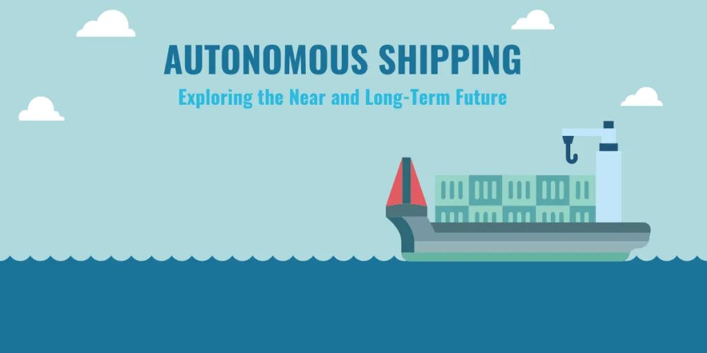 An autonomous cargo ship sailing across the ocean