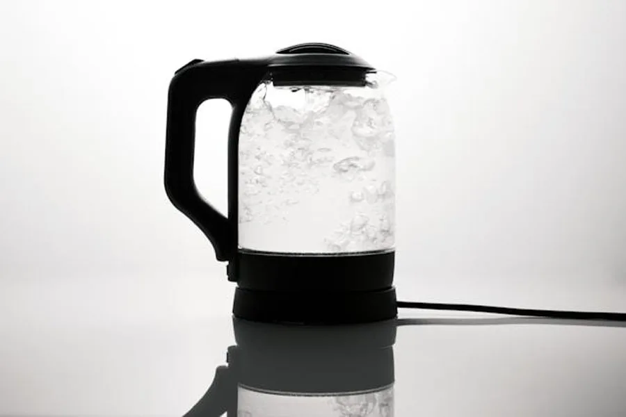 An electric kettle filled with water