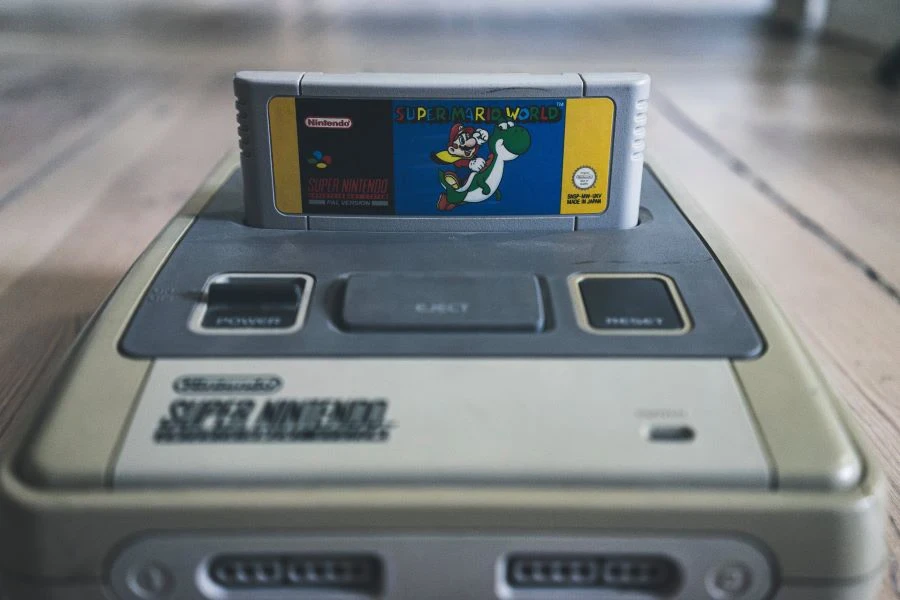 An old game console on a table