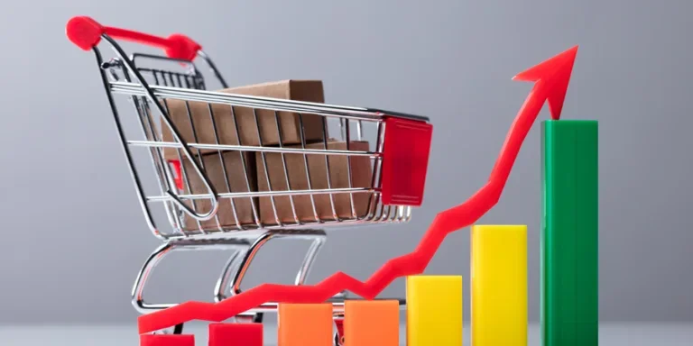 Business Graph With Red Arrow Sign Showing Upward Direction