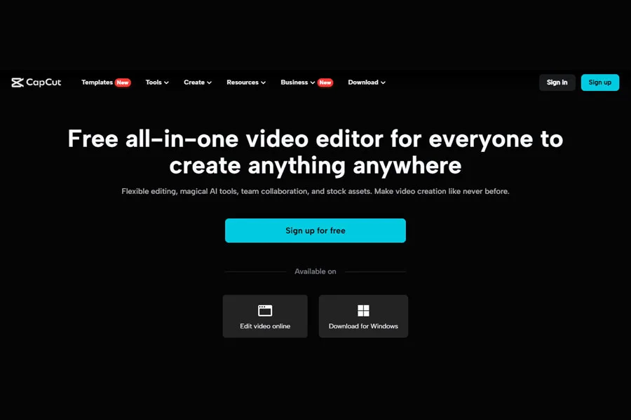 CapCut interface for creating promotional videos
