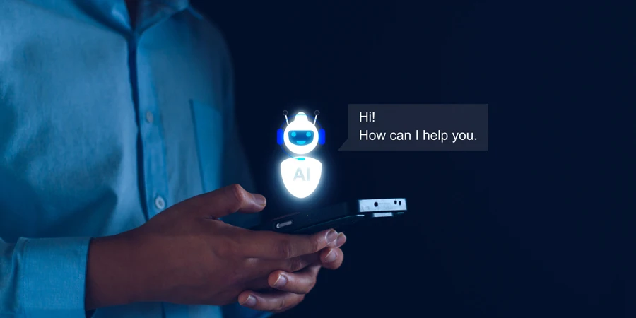 Concepto de chatbot. IA abierta, Inteligencia Artificial. empresario utilizando tecnología robot inteligente AI