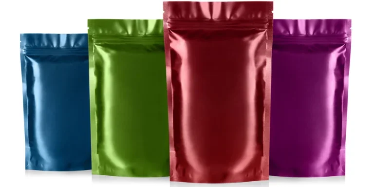 Colorful doypacks, isolated on white background