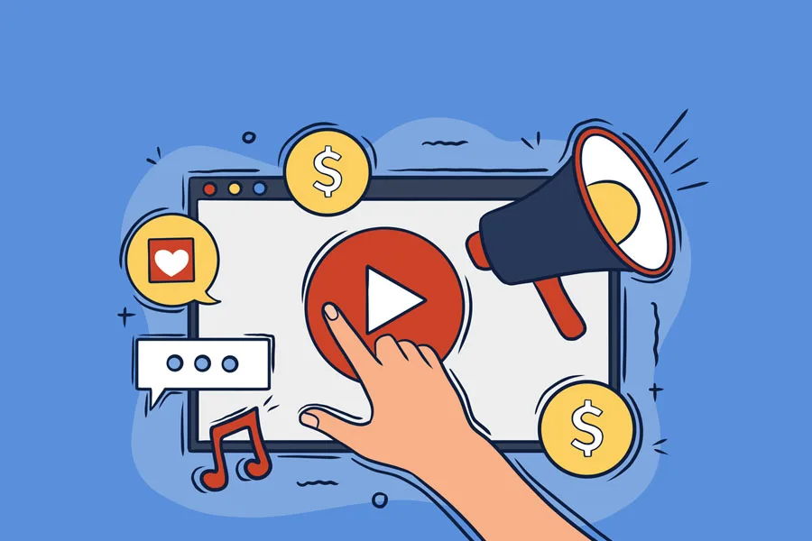 Colorful illustration of video marketing concept