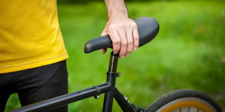 Cyclist with his bike
