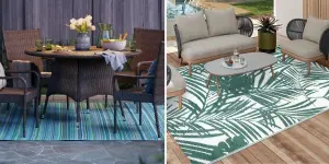 Different patio outdoor rug arrangement