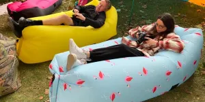 Different people using various air sofas