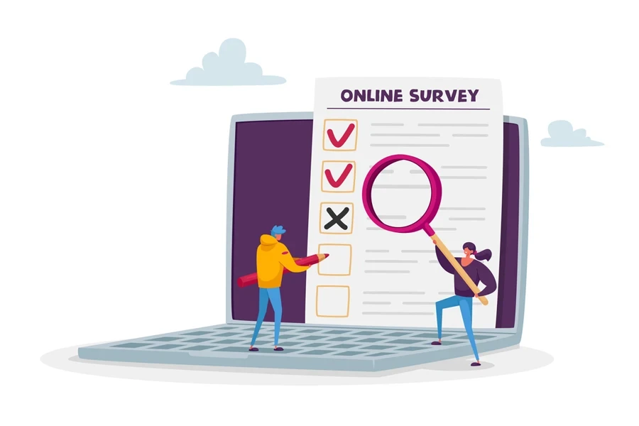 Digital characters filling out an online survey