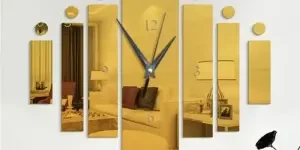 Gold, 3D wall clock in seven panels