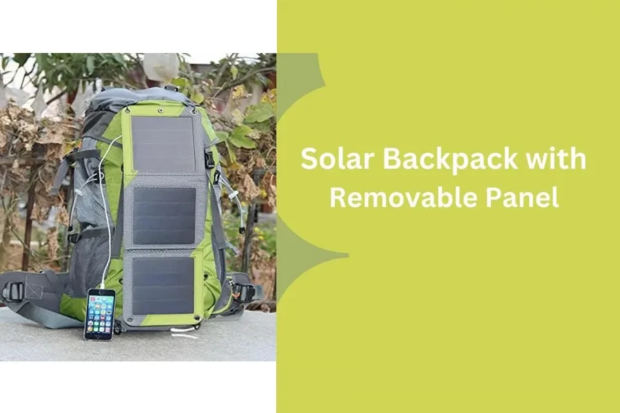 Green jungle backpack with removable solar panel