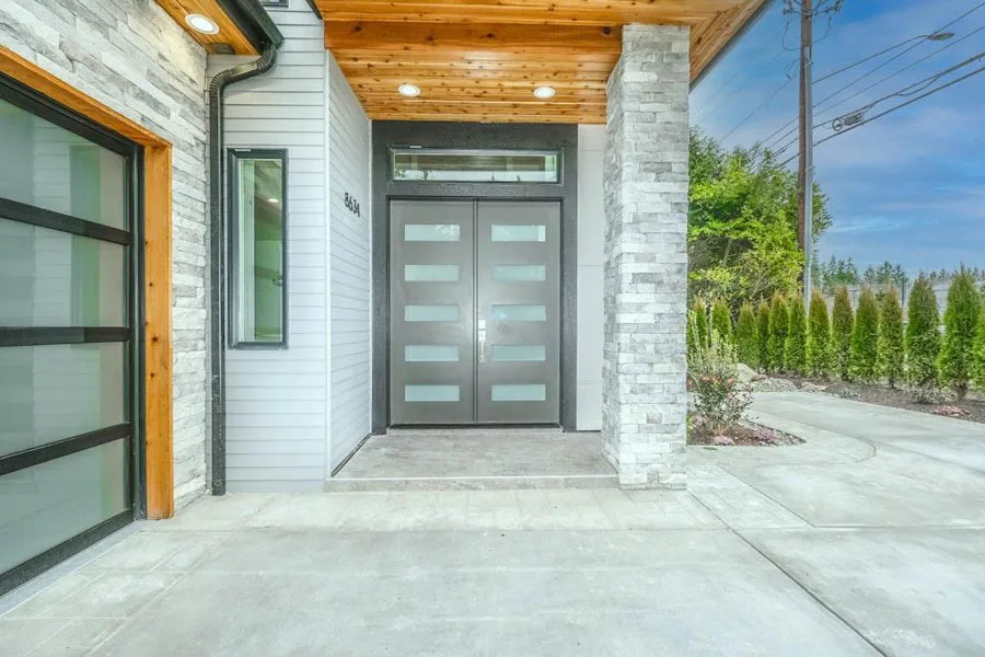 Home with double metal exterior doors