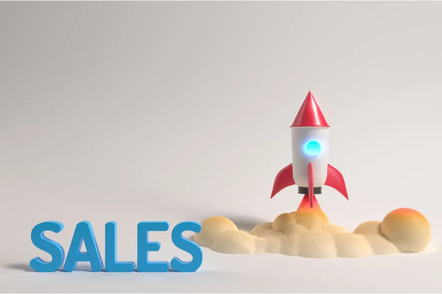 Illustration showing concept of sales skyrocketing