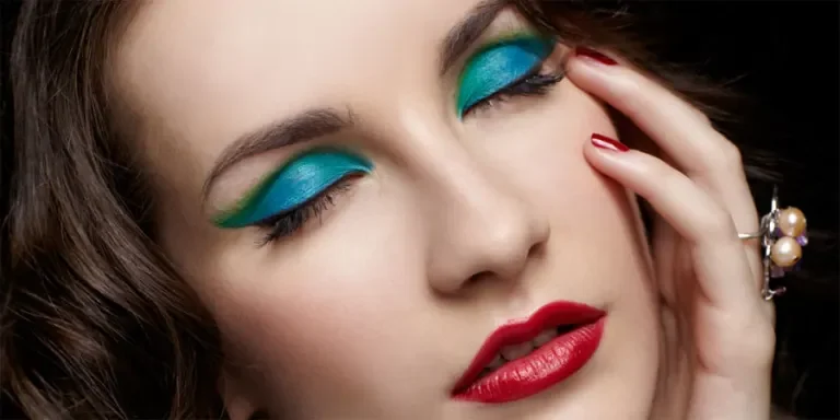 Lady with blue eye shadow