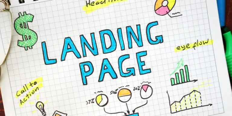 Landing page written on a math book