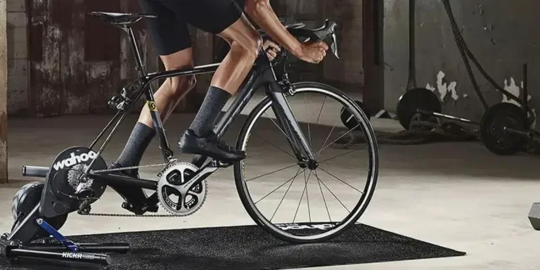 Man using a standard bike trainer