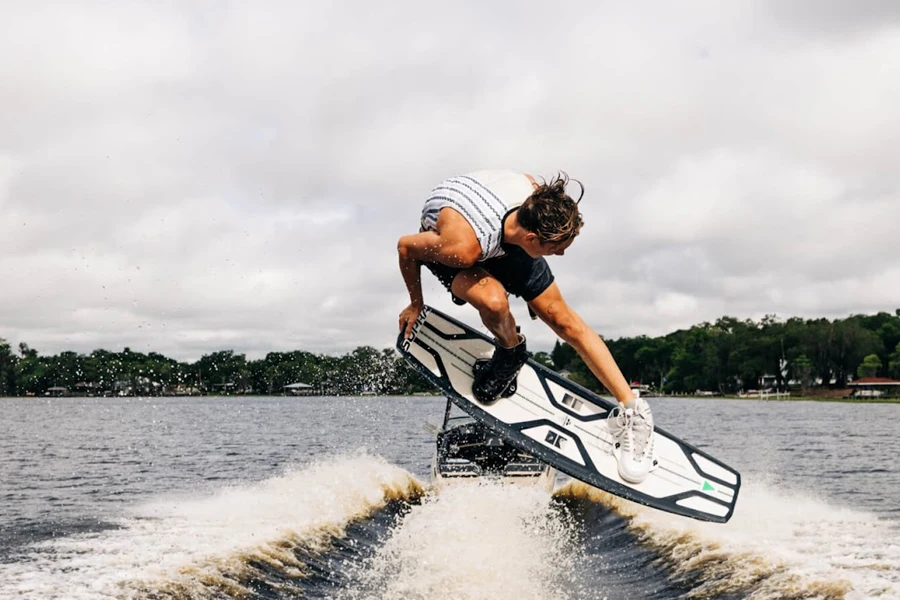 Man using a white wakeboard