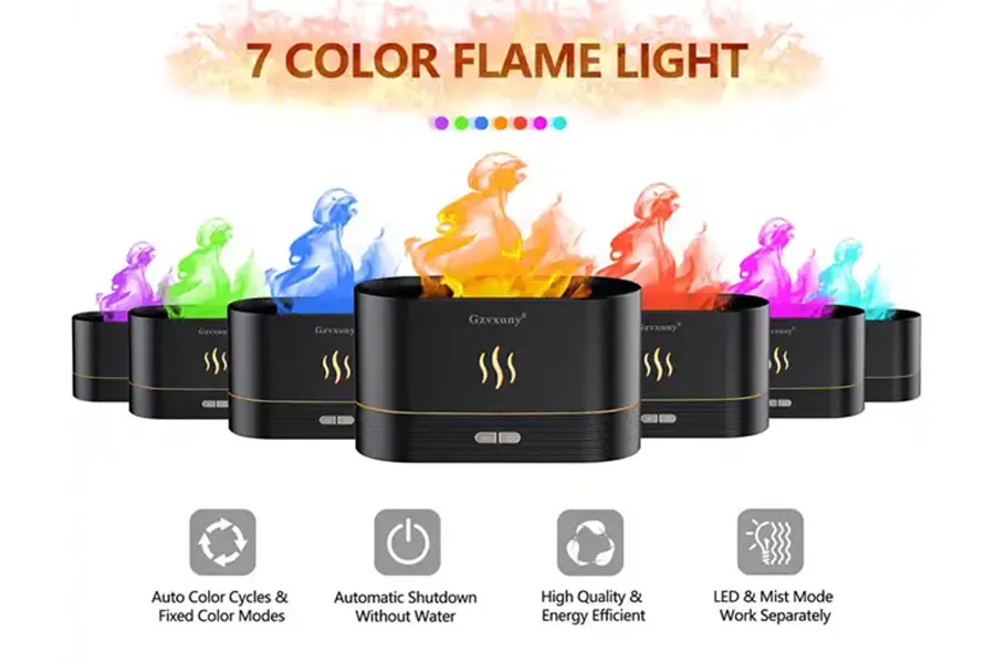 Modern black plastic-type ultrasonic aroma diffusers with LED lights