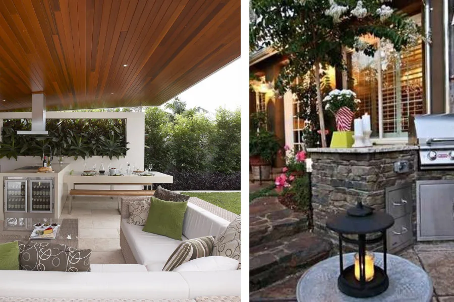Outdoor living spaces with modern kitchen