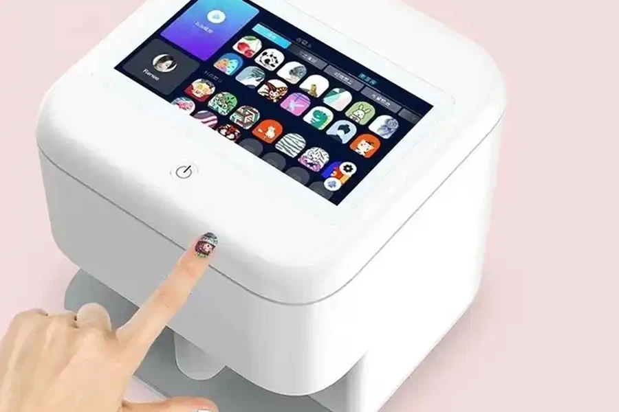 Person showcasing nail art from nail printer