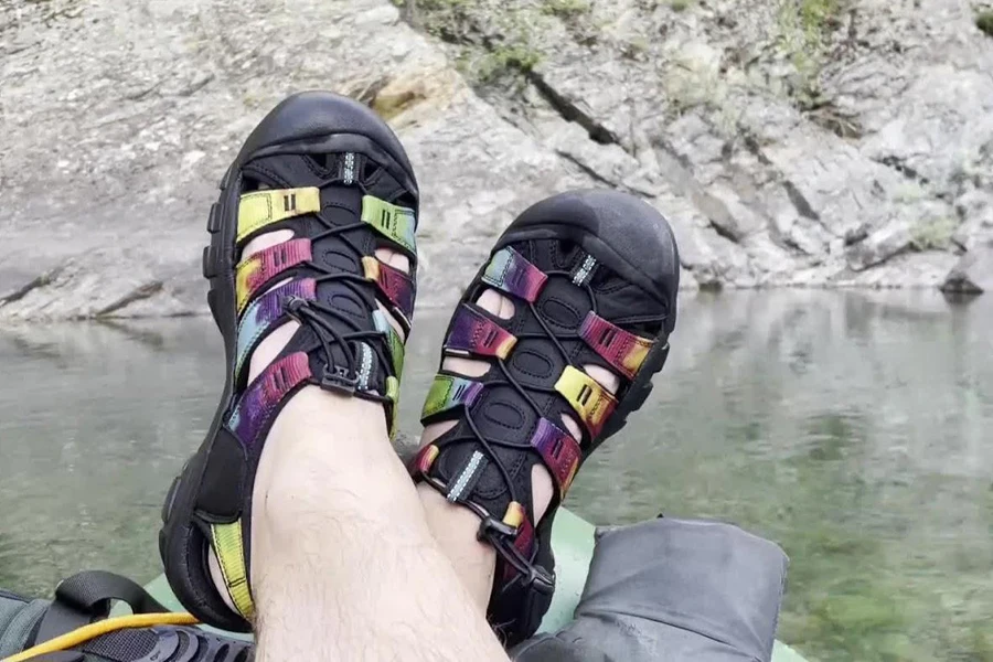 Person wearing chunky water shoes