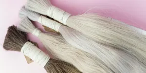 Several bundles of artificial hair extensions