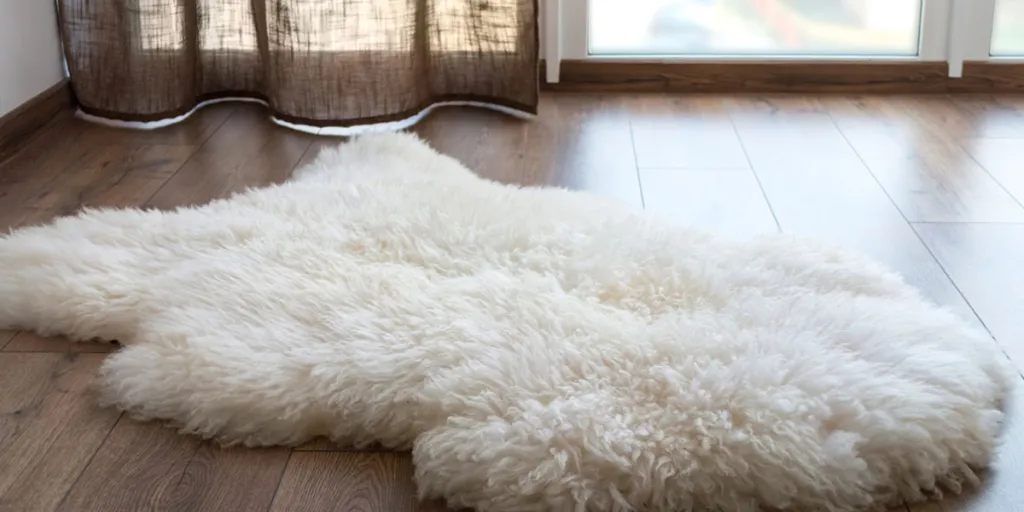 Karpet kulit domba di lantai