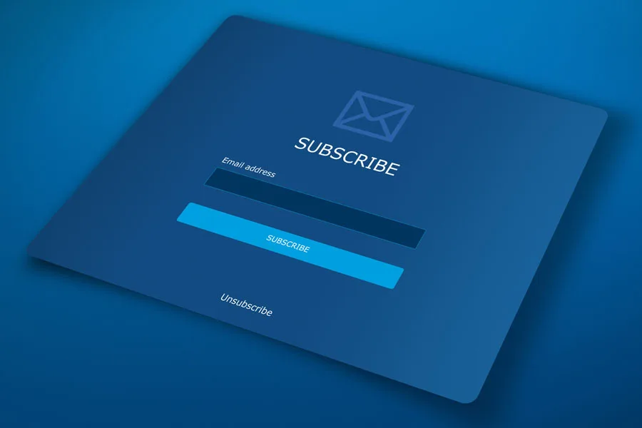 Subscription web form on blue background